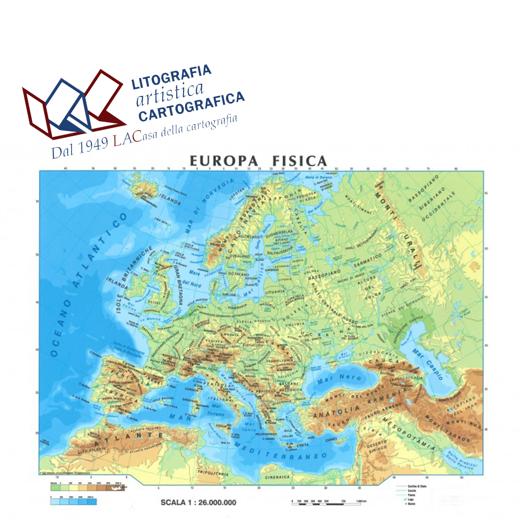 Europa - Carte scolastiche da banco internazionali A4 scala 1:26.000.000 -  LACasadellacartografia
